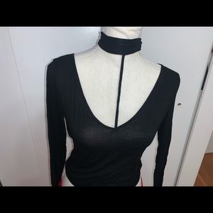 Black Vneck Crop top